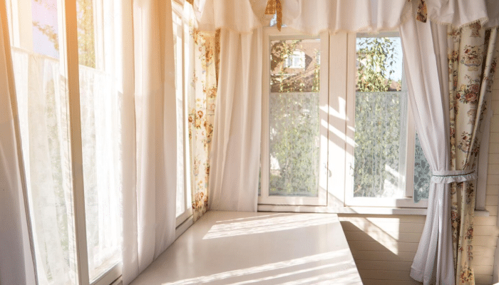 Curtains in sunroom